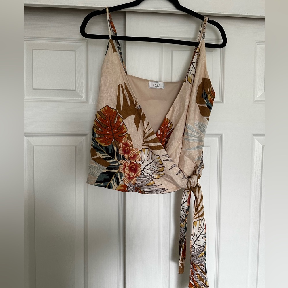 Sage the Label tropical wrap top sz med